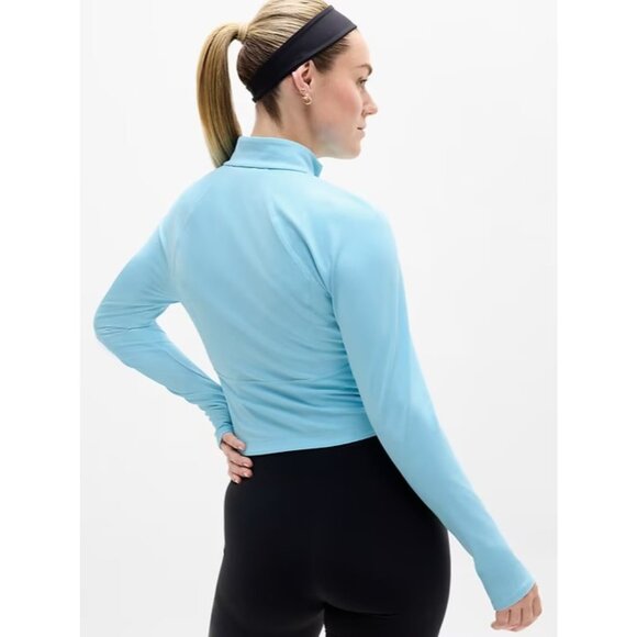 New Athleta M Salutation Crop Jacket Aqua Blue Medium Regular - Picture 6 of 7